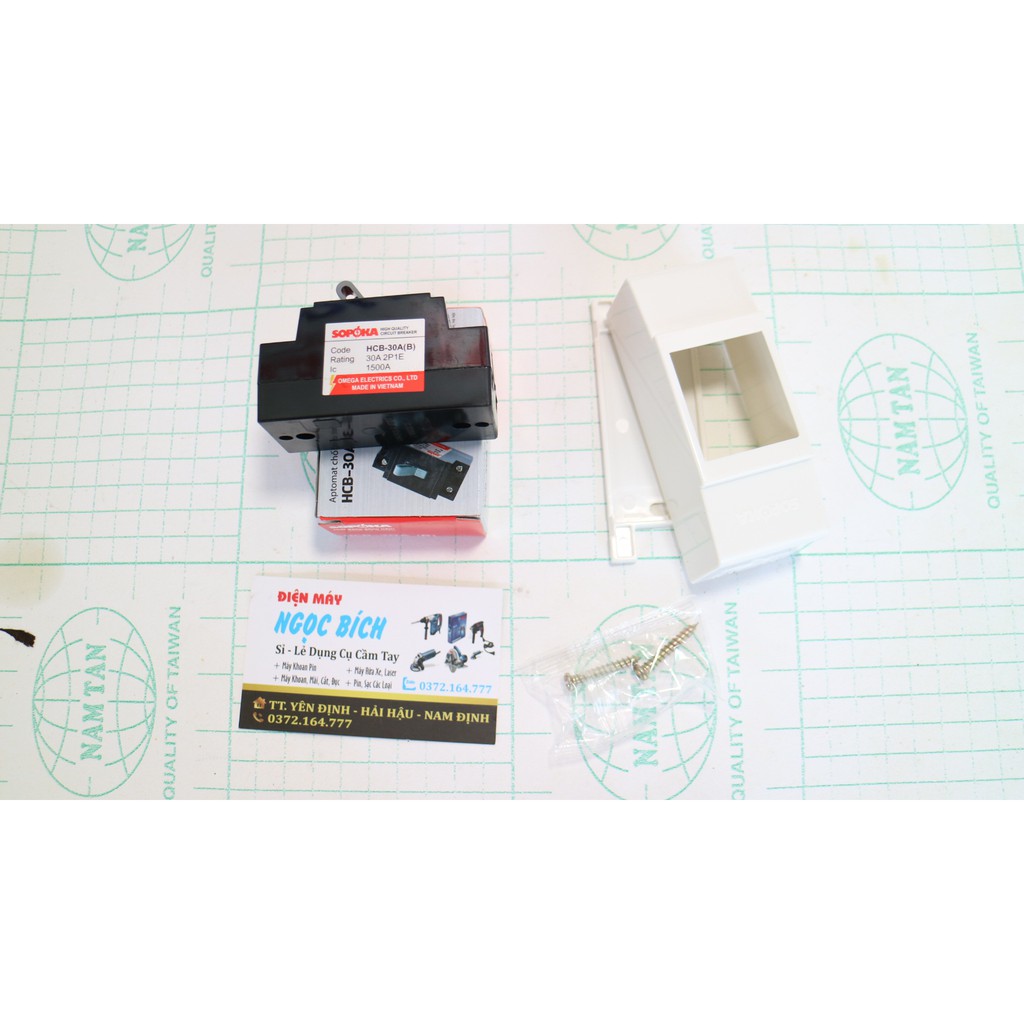 Attomat CB 30A Cầu Dao Tự Động SOPOKA Kèm Vỏ