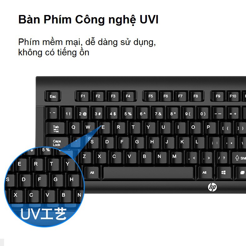 [Tặng 1 lót chuột] Bộ bàn phím + chuột có dây chính hãng HP KM100