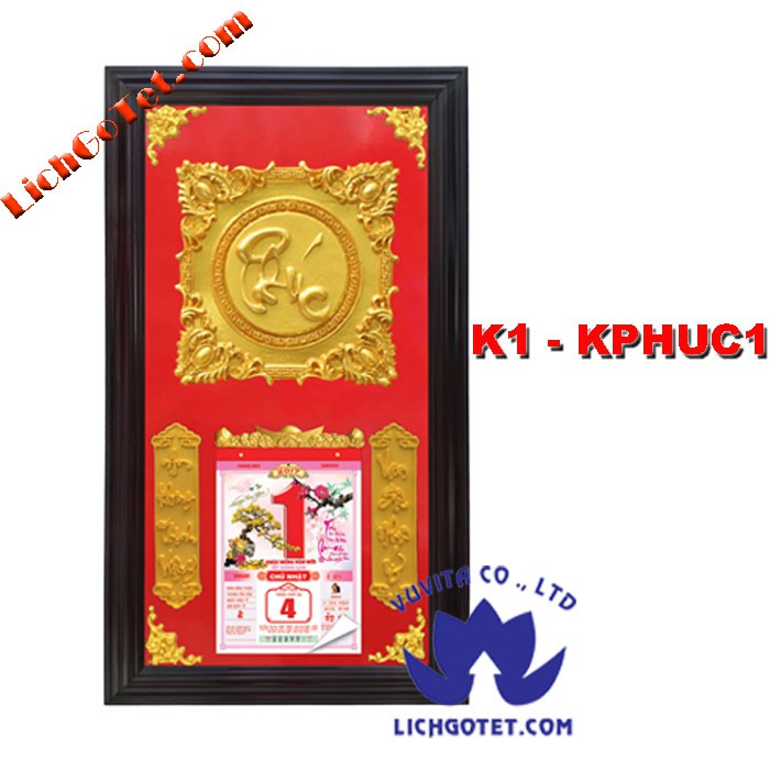 LỊCH GỖ QUÀ TẶNG - KIM PHÚC ĐỎ TRUNG K1