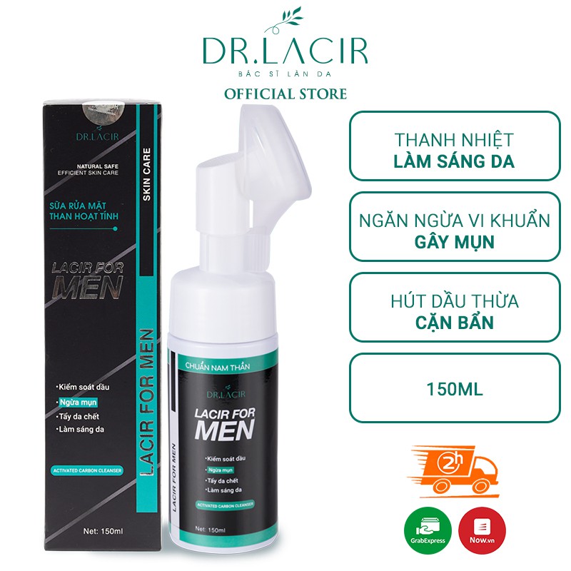 Sữa Rửa Mặt Nam Lacir For Men Thương Hiệu Dr.Lacir Có Đầu Cọ Sillicon Sạch Gấp 10 lần 150ml DR03