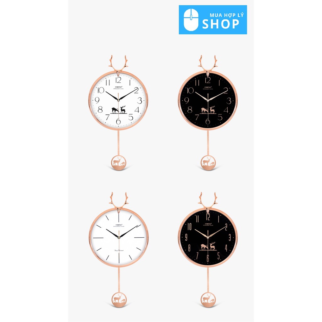 Đồng Hồ Compas Quả Lắc Treo Tường Phòng Khách, Đầu Hươu 2020 - Tặng Kèm Pin Và Móc Treo