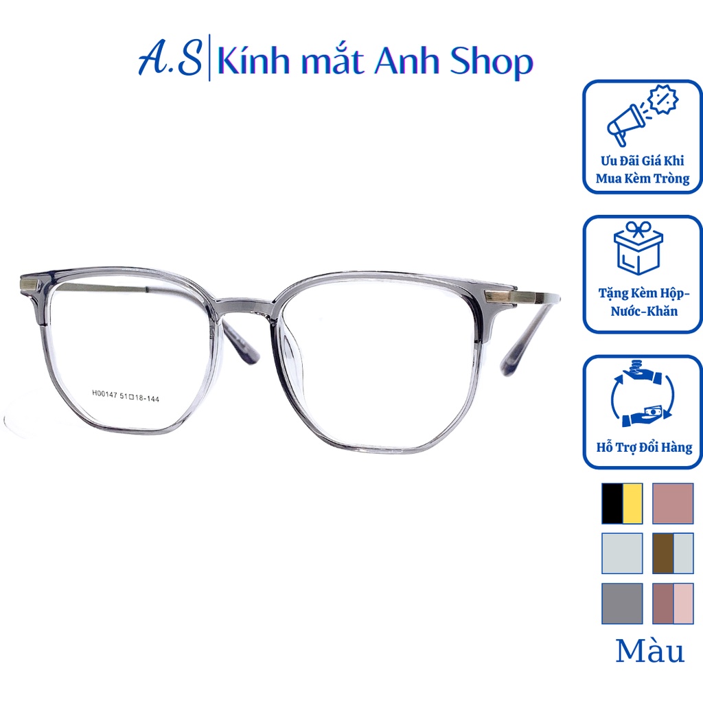 Gọng kính giả cận thời trang chất liệu kim loại lục giác 00147 nhận cắt cận viễn loạn giá ưu đãi