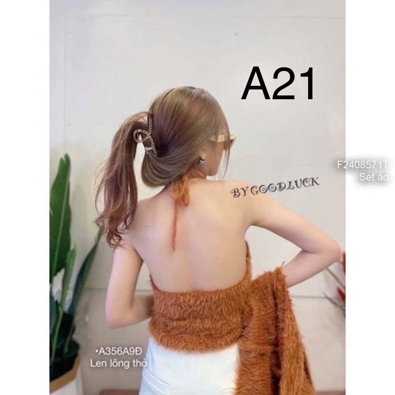 Sét áo len lông thỏ nữ hàng Quảng Châu mùa đông, set 2 món áo croptop và khoác ngoài phong cách Hàn Quốc 556 Kizoshop