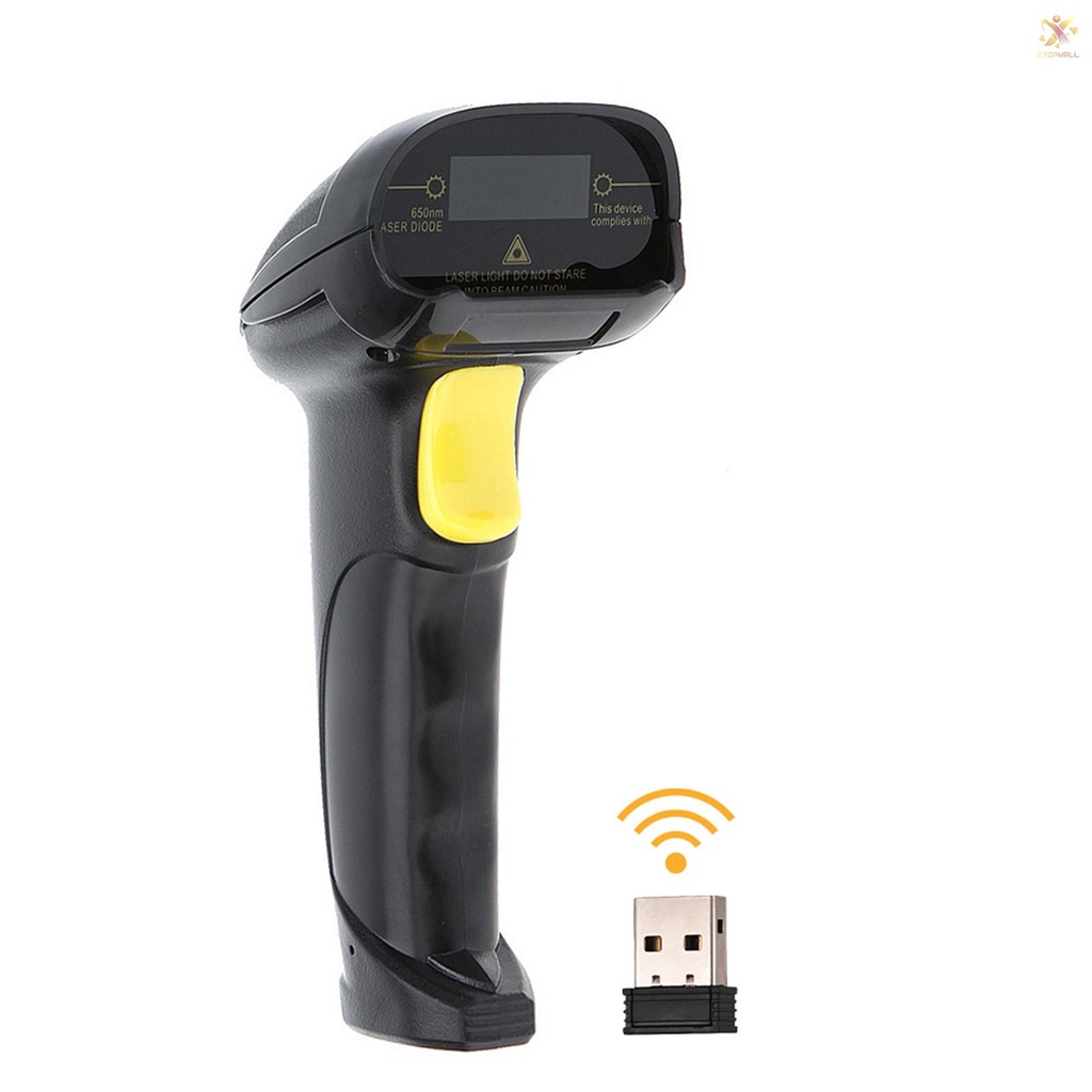 ET Aibecy 2-in-1 2.4G Wireless Barcode Scanner &amp; USB Wired Barcode Scanner Automatic Handheld 1D Bar Code Scanner Reader with Rechargeable Battery Mini USB Receiver USB Cable for Computer Laptop