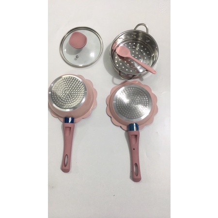 Bộ Nồi,Chảo, Hấp Đá Cao Cấp Cho Bé Ăn Dặm nguyên set