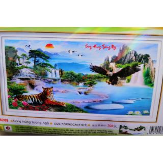 Tranh thêu chữ thập hổ và đại bàng DV6208