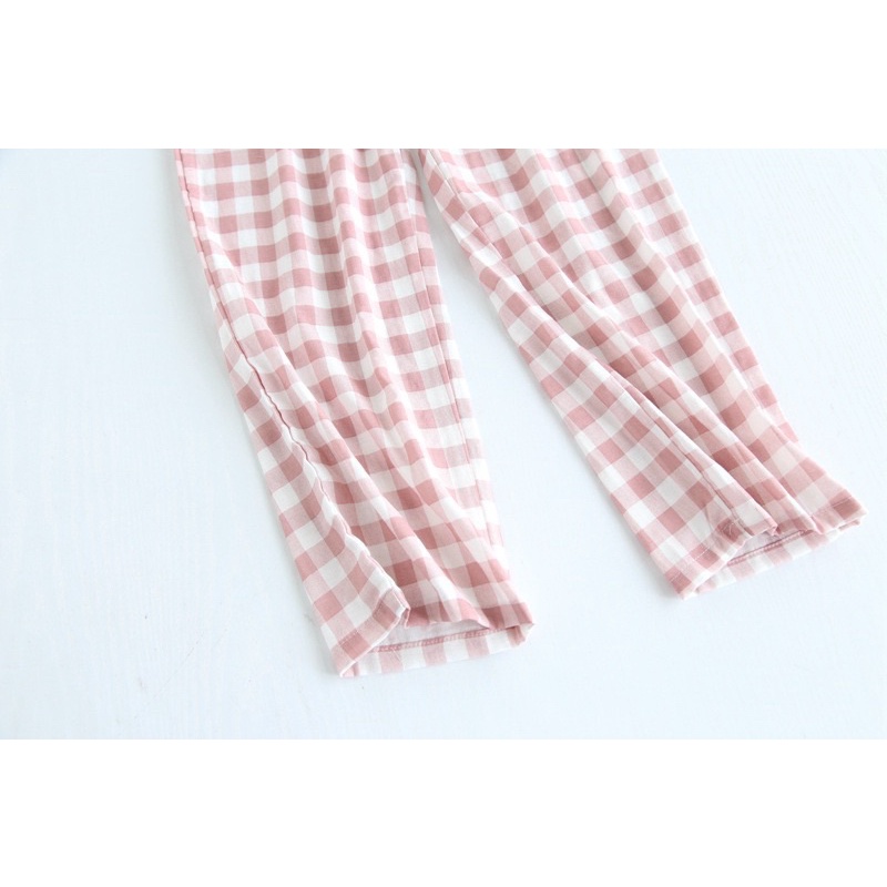 Quần ngủ dáng suông kẻ caro quần dài pijama Hàn Quốc ullzang