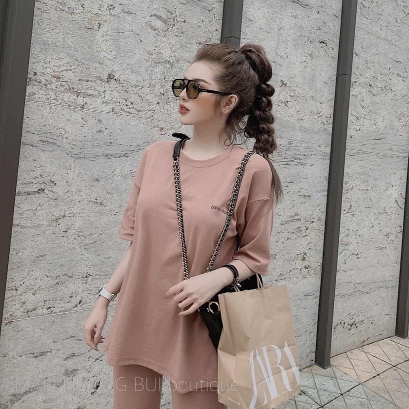 Bộ Cotton Thụng Thêu Chữ Balencia | BigBuy360 - bigbuy360.vn