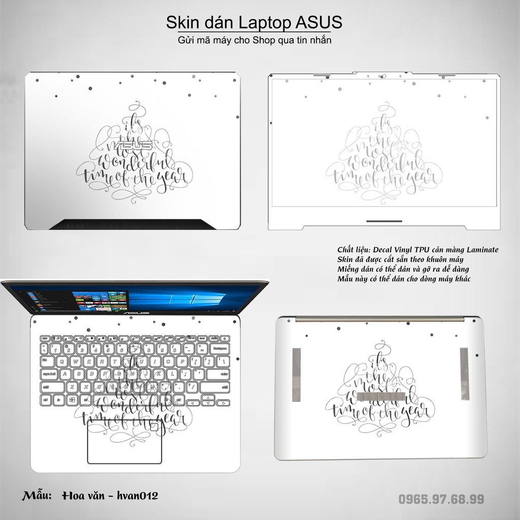 Skin dán Laptop Asus in hình Hoa văn nhiều mẫu 2 (inbox mã máy cho Shop)