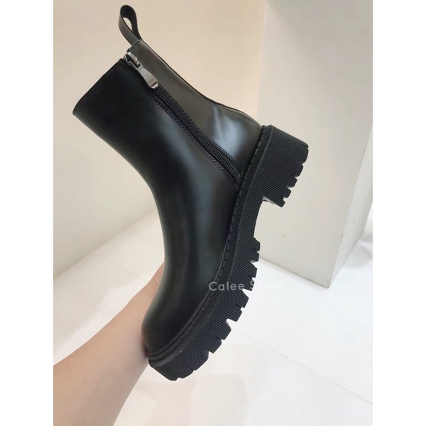 SIÊU PHẨM TẾT 2022 Giày Chelsea boots nữ bốt combat có khoá kéo da mềm cao cấp màu đe  có sẵn freeship ảnh thật video