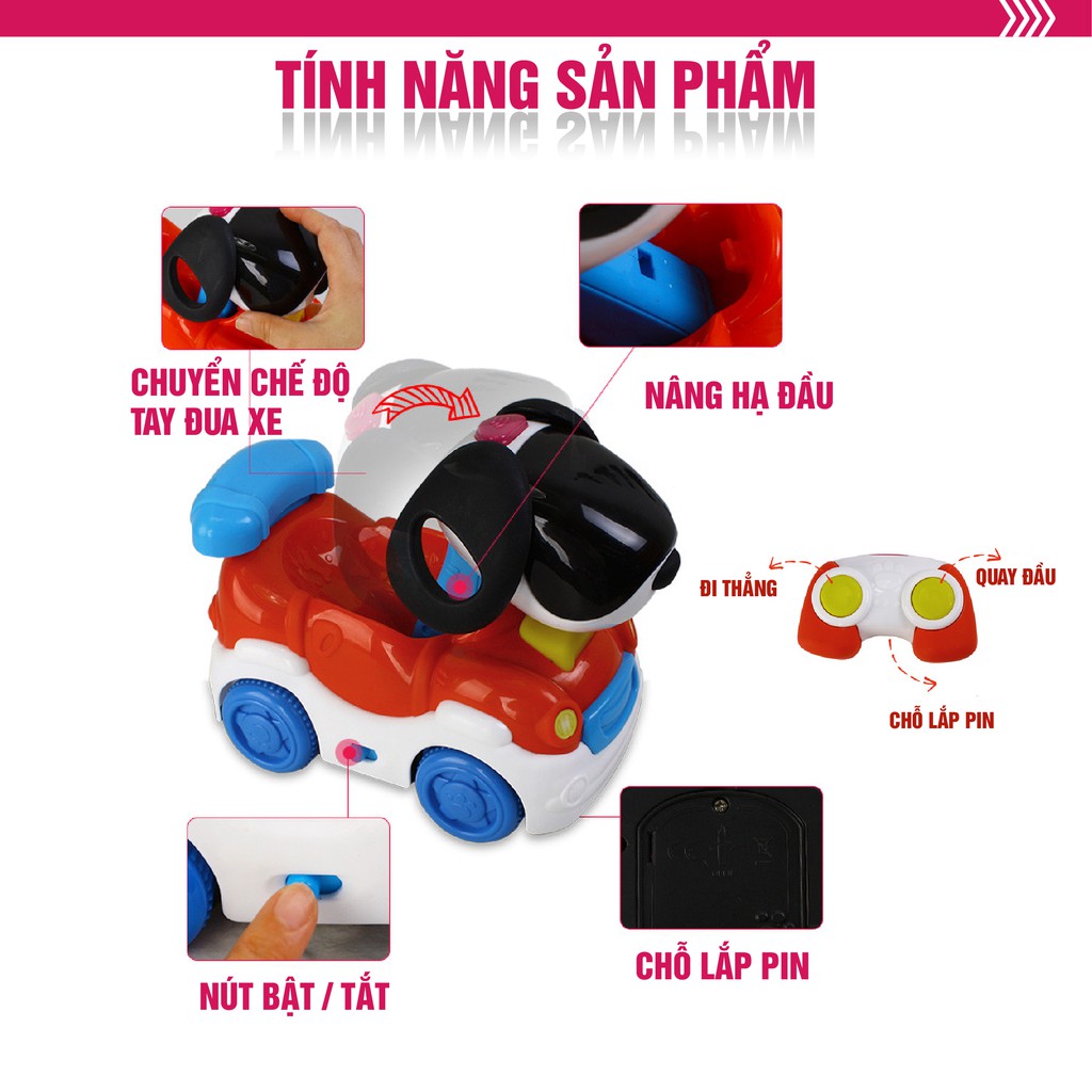 Đồ chơi ô tô điều khiển từ xa hình chú cún con Puppy vui nhộn lắc lư khi đi Winfun 1150 cho bé từ 2 tới 6 tuổi