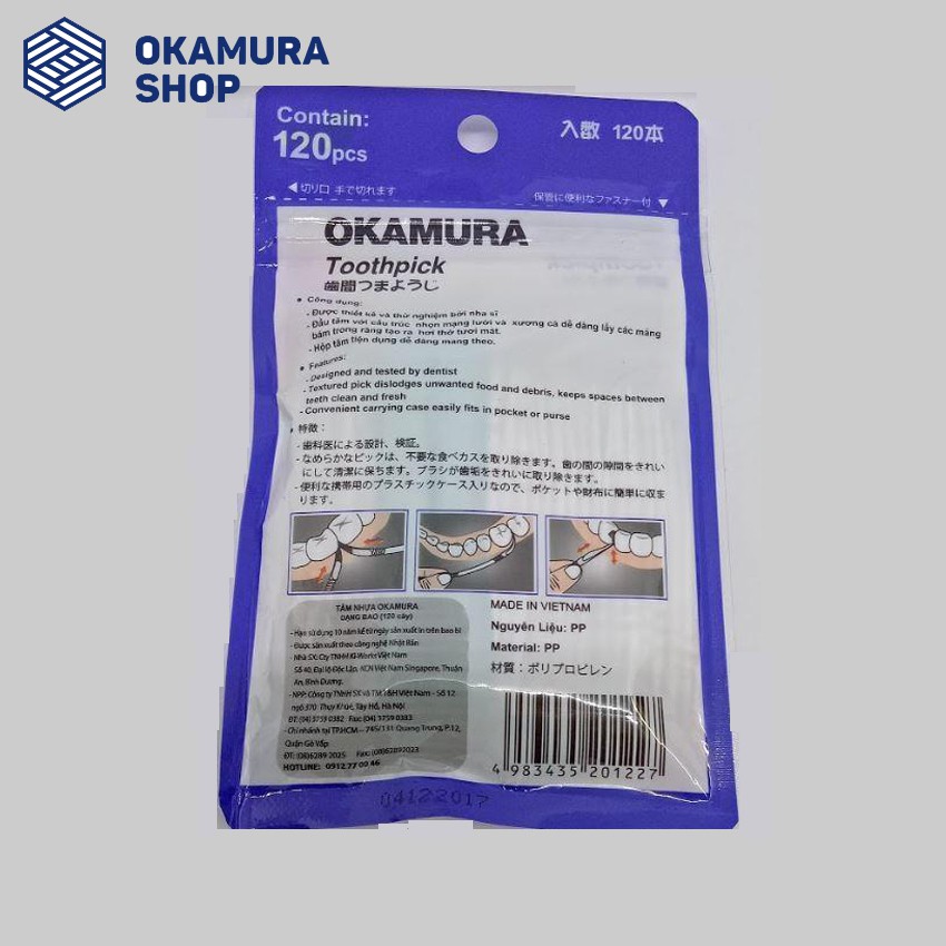 [Mã COSDAY giảm 50k đơn 250k] Okamura - Tăm nhựa Okamura chất lượng Nhật Bản (bịch 120 cây/140 cây)