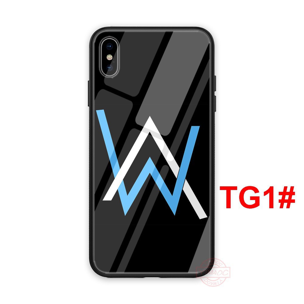 📲 Ốp điện thoại mặt kính cường lực in biểu tượng alan walker độc đáo cho iphone 6 6s 7 plus 8 plus xr x xs max - A238