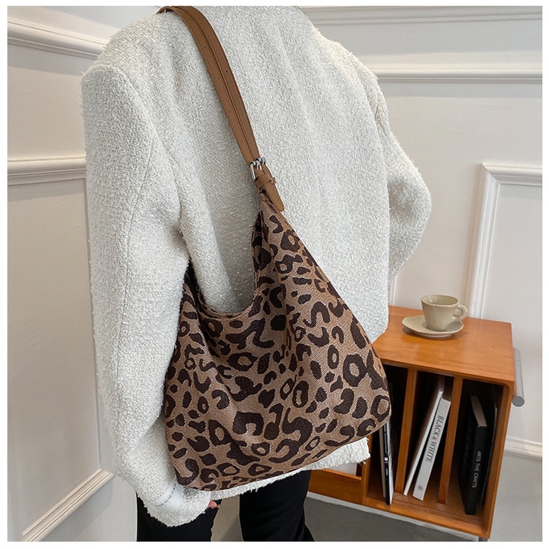 Túi tote Đeo Vai / Đeo Cánh Tay Cỡ Lớn Họa Tiết Da Báo Phong Cách retro Mới 2022 NB00433