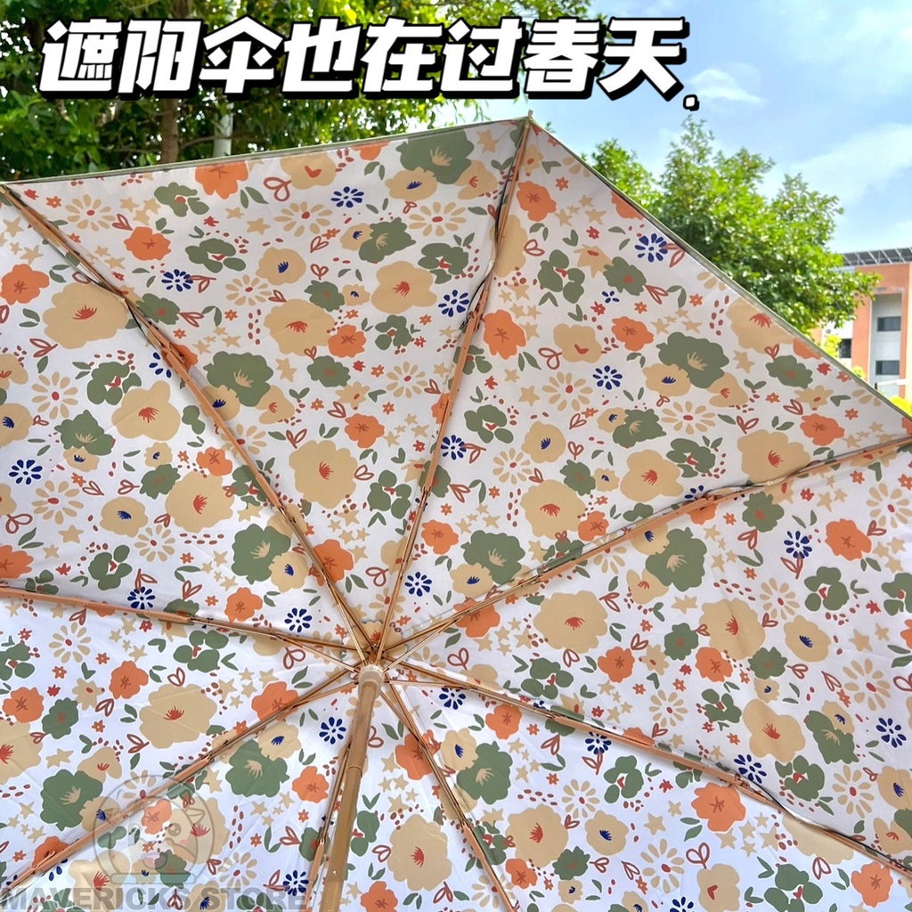 Fds ins sunscreen umbrella garden broken flower folding umbrella sun and rain dual-use small broken flower