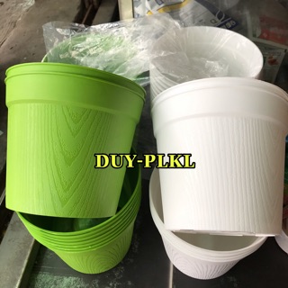 Chậu nhựa trồng cây kiểng - hoa màu - chậu nhựa dẻo vân gỗ size 180 x 155. nhựa vân gỗ.