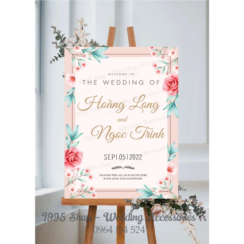 Bảng welcome đám cưới, bảng lễ gia tiên, bảng tên đám cưới