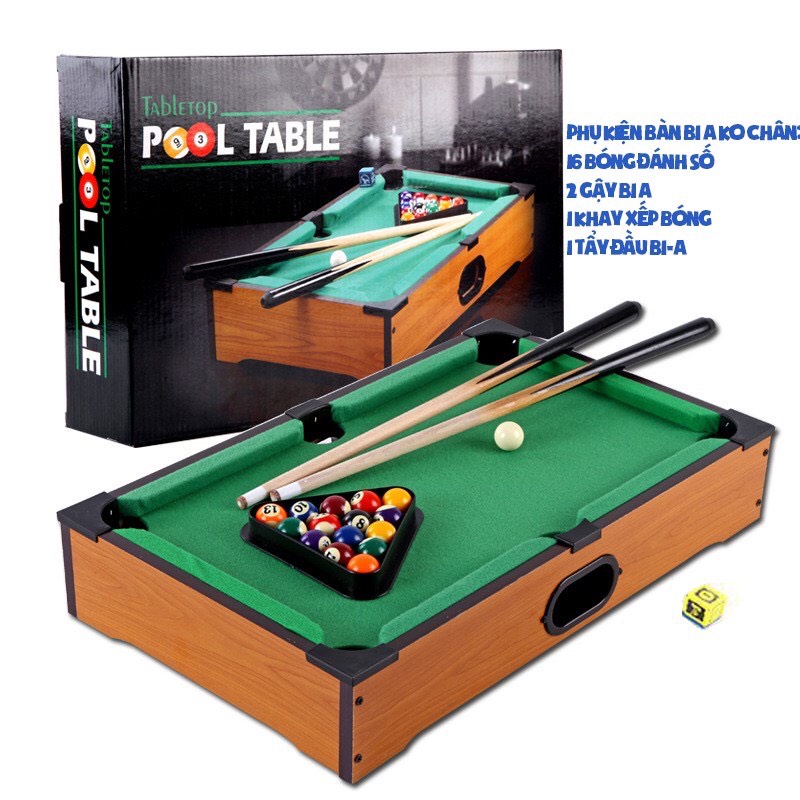 (Hàng sẵn) Đồ chơi bàn Bida mini gỗ Table Pool - Size lớn 69*37*17cm / nhỏ 52*31*9cm - Thư Viện Đồ Chơi