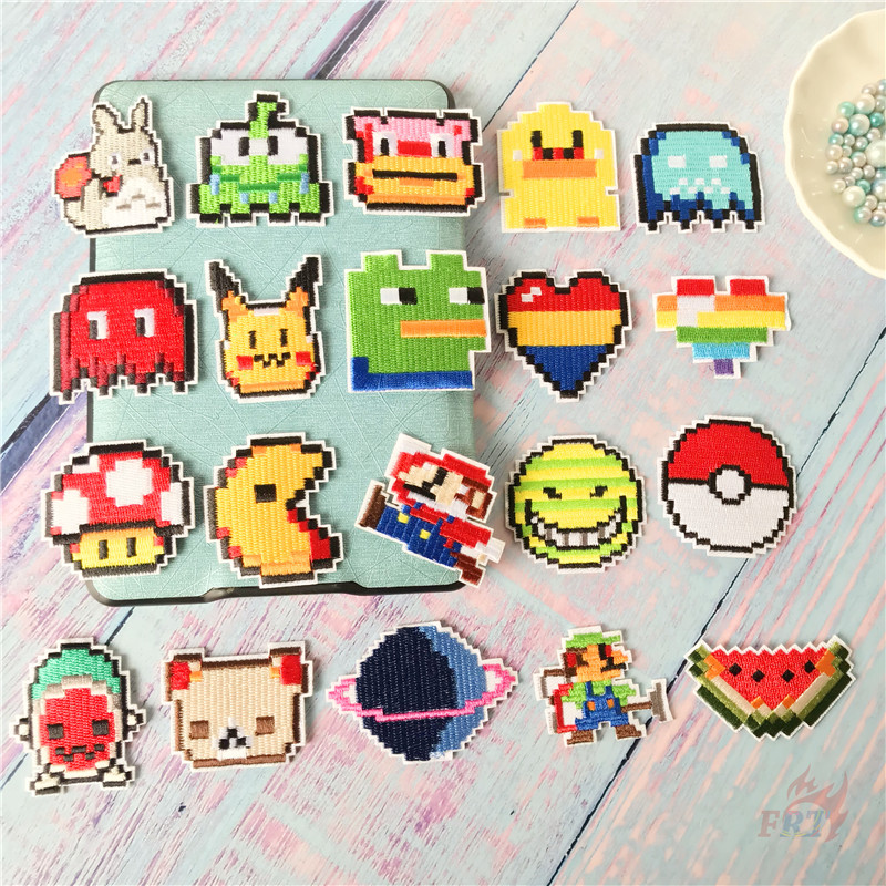 Miếng vá may ủi trang trí quần áo hình nhân vật hoạt hình Pikachu Seri 1 DIY