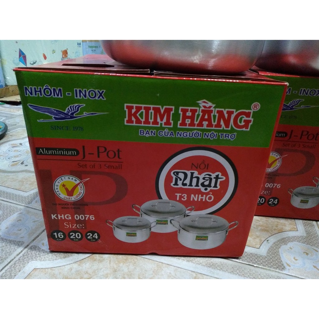 Bộ nồi Nhật Kim Hằng T3 16, 20, 24cm KHG0076