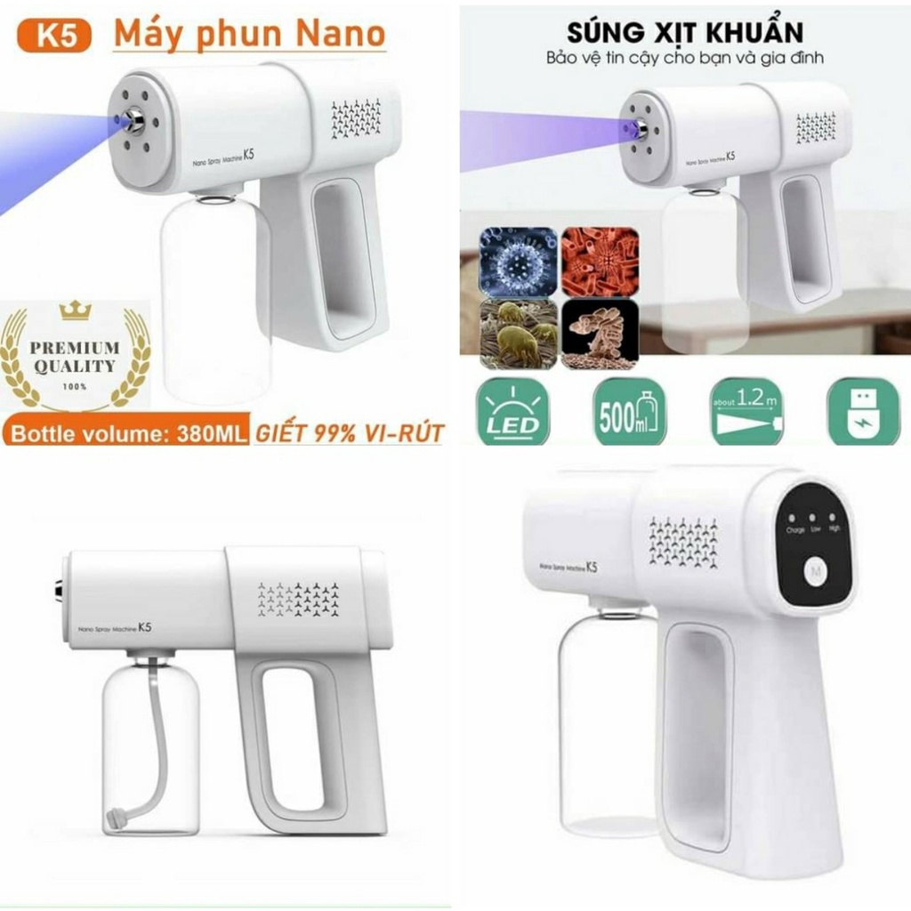 [CHÍNH HÃNG BH ĐỔI MỚI TRONG 7 NGÀY] - Máy Phun Khử Trùng Nano Ánh Sáng Xanh K5 Mẫu Mới