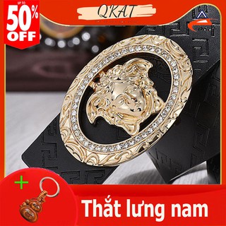 Thắt lưng da nam-Mặt đính đá hình thoi-Kiểu khóa đinh cài-thắt lưng thời trang nam