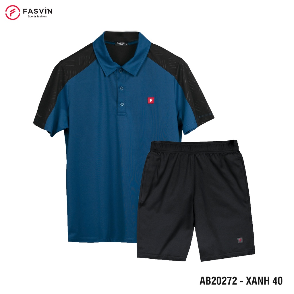 Bộ quần áo thể thao nam Fasvin AB20272.HN cộc tay cổ bẻ vải thể thao mềm nhẹ co giãn tốt