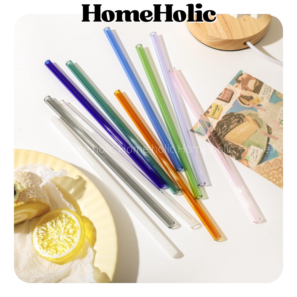 Ống Hút Màu Thuỷ Tinh Borosilicate Trong Suốt Chịu Nhiệt Sử Dụng Thay Ống Hút Nhựa Tái Sử Dụng Home holic