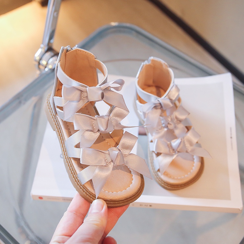 Xăng đan Đế Mềm Chống Trượt Đính Nơ Dễ Thương Dành Cho Bé Gái 2-16 Tuổi