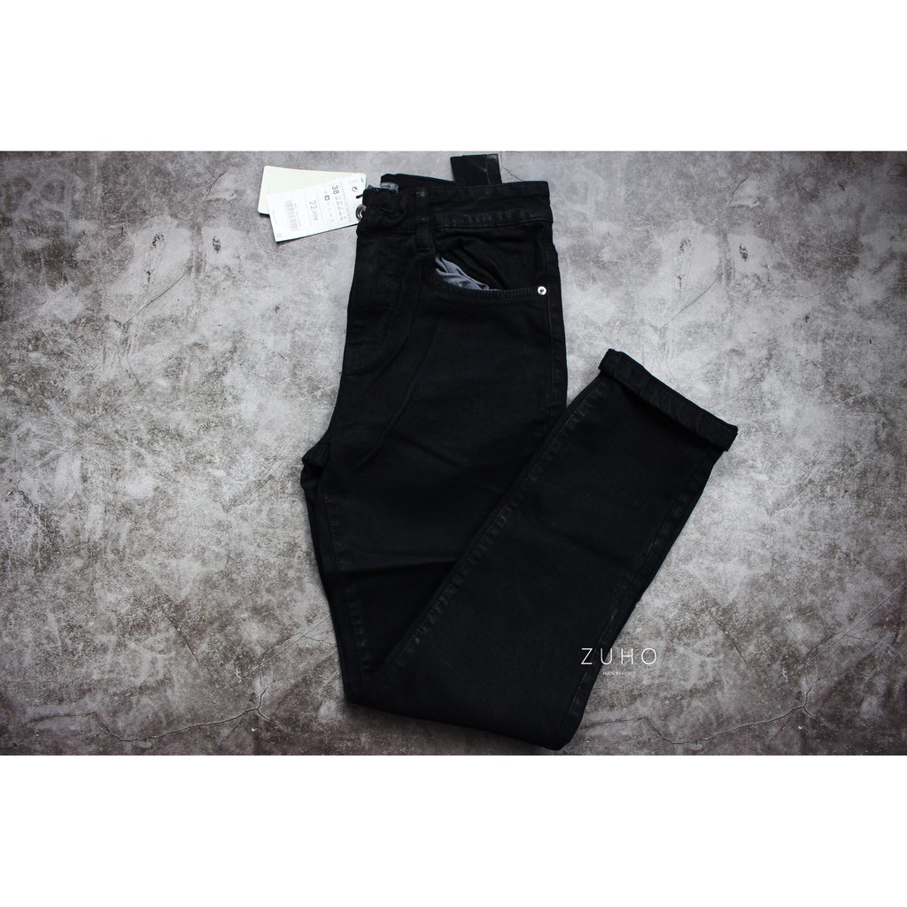 Quần jean nam đen trơn form chất cực đẹp