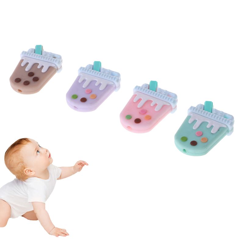 Đồ chơi gặm nướu hình chiếc trà sữa bằng silicon nhiều màu dễ thương cho bé sơ sinh
 #9