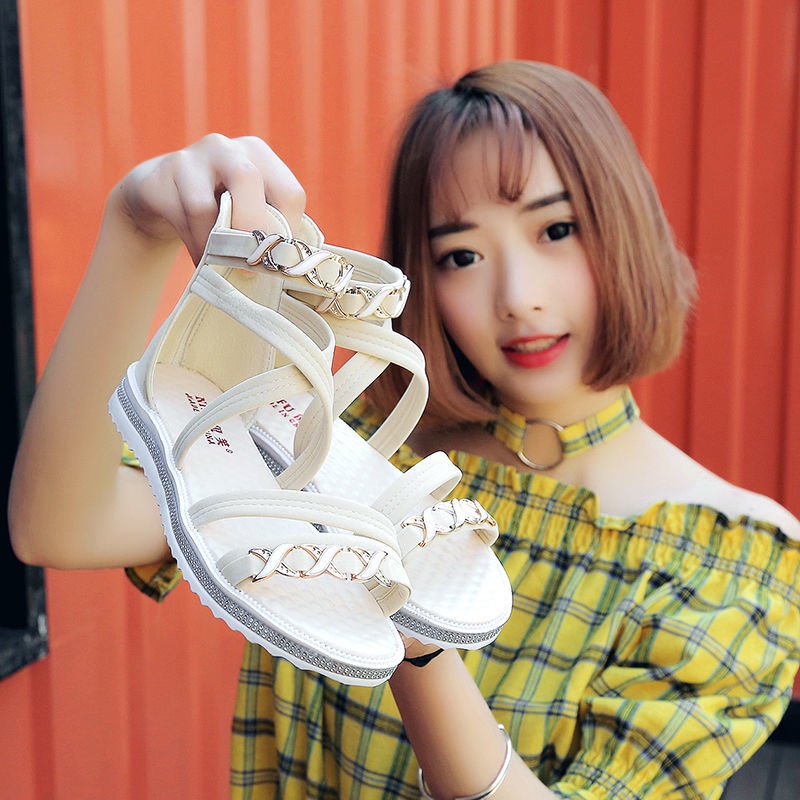 Giày sandal IELGY đế bằng chống trượt phong cách Hàn Quốc thời trang cho nữ