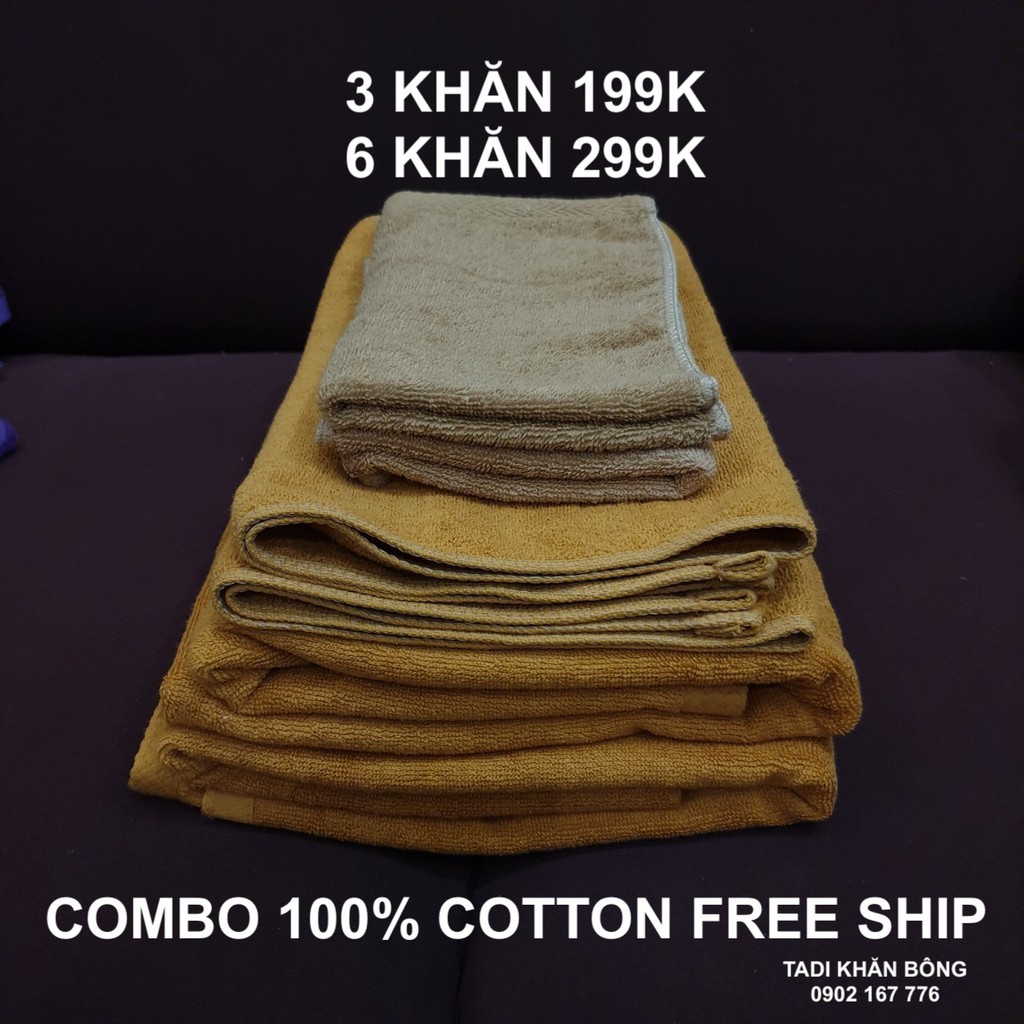 COMBO 6 khăn xuất Nhật dư 100% cotton 2 mặt 2 gội 2 tắm