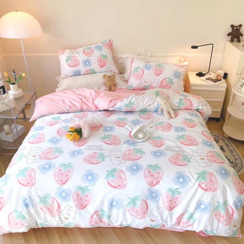 Bộ Chăn Ga Gối ❤️ Cotton living 100% cao cấp đủ size ga giường họa tiết kẻ miễn phí bo chun nhập khẩu Hàn Quốc