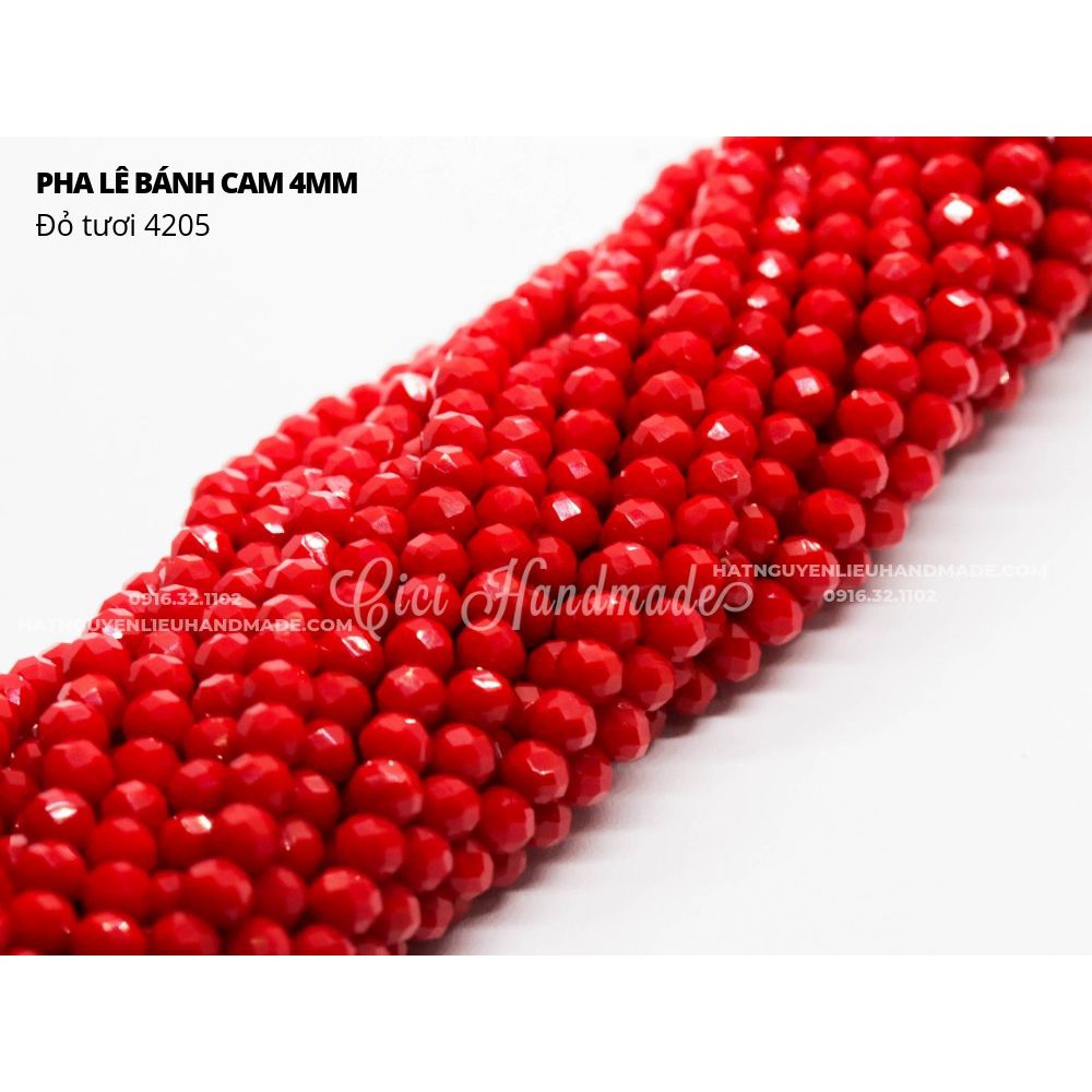 Pha lê bánh cam 4mm  link 2/3 be đỏ Cici Handmade chuyên hạt cườm nguyên liệu hạt đá hạt pha lê hạt cườm hạt trang sức