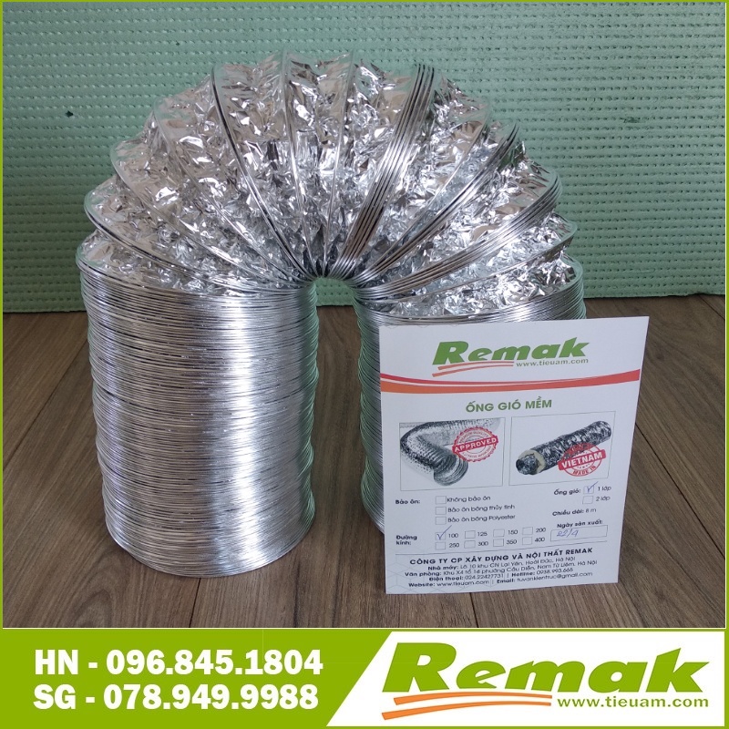 Ống gió bạc D100 thông gió, hút mùi Remak