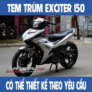 Tem Trùm Exciter 150 Nhôm Xước Bạc Đen Đẹp - Đổi màu theo yêu cầu