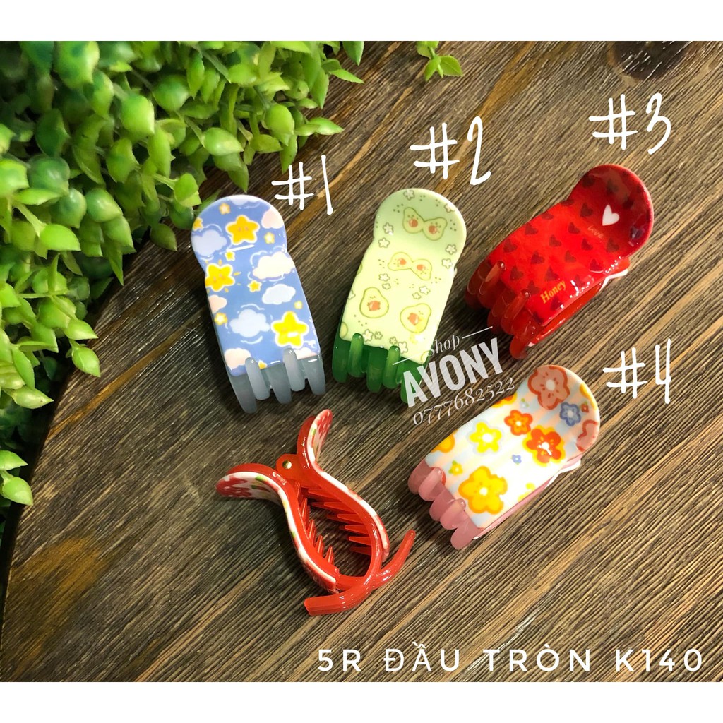 bấu tóc - kẹp gắp càng cua 5 răng đầu tròn in hoạ tiết thú mới Honey
