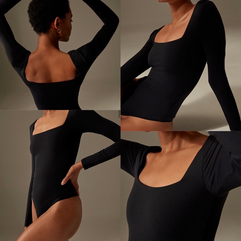 Bodysuit Tay Dài Chất Thun Cotton Co Dãn Trơn Lọt Khe Hàng Xuất Xịn Phối Quần Cạp Cao