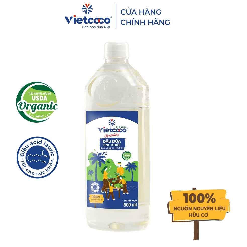 Dầu Dừa Nguyên Chất 100% Organic Vietcoco 500ml