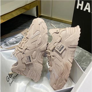 Giày thể thao da đế dày 5cm thiết kế thoáng khí thời trang cho nữ