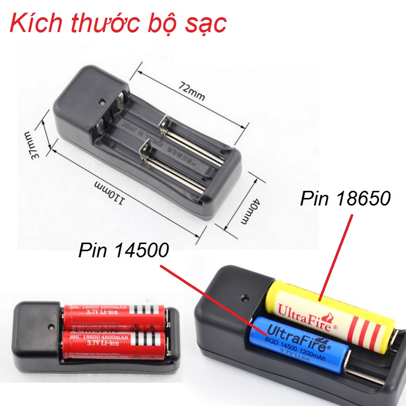 Bộ sạc pin 3.7v đa năng dùng sạc cho nhiều loại pin 18650 16340 14500
