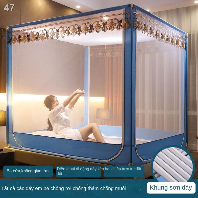 WZLưới chống muỗi Nam Cực dây kéo trẻ em rơi 1,5m 1,8m giường hộ gia đình yurt dày kiểu khung 1,2m