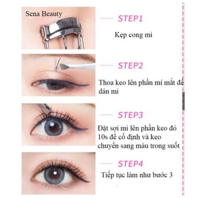 Set 200 chùm nối sợi mi giả 3in1 tặng kèm nhíp gắp + keo dán