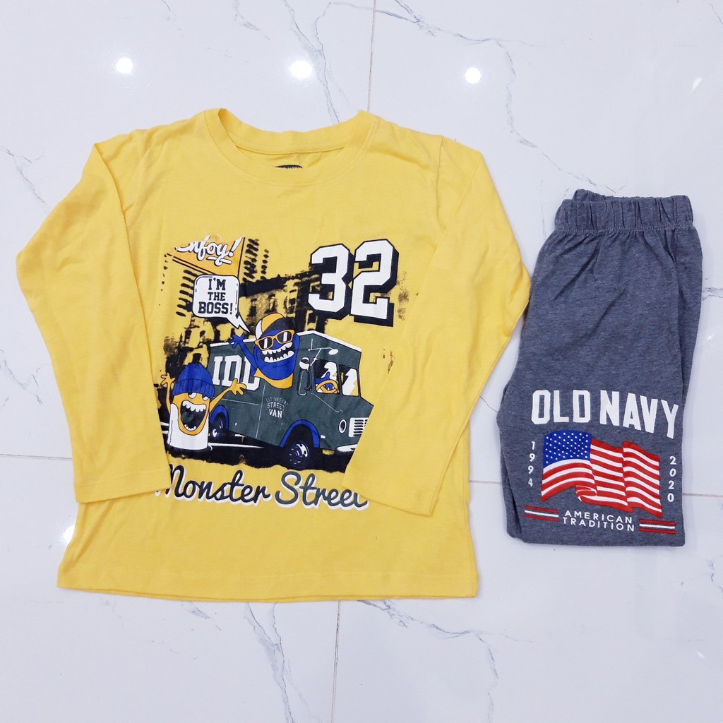 Bộ dài tay oldnavy bé trai size đại 20-50kg cho bé cao 110cm đến 155cm