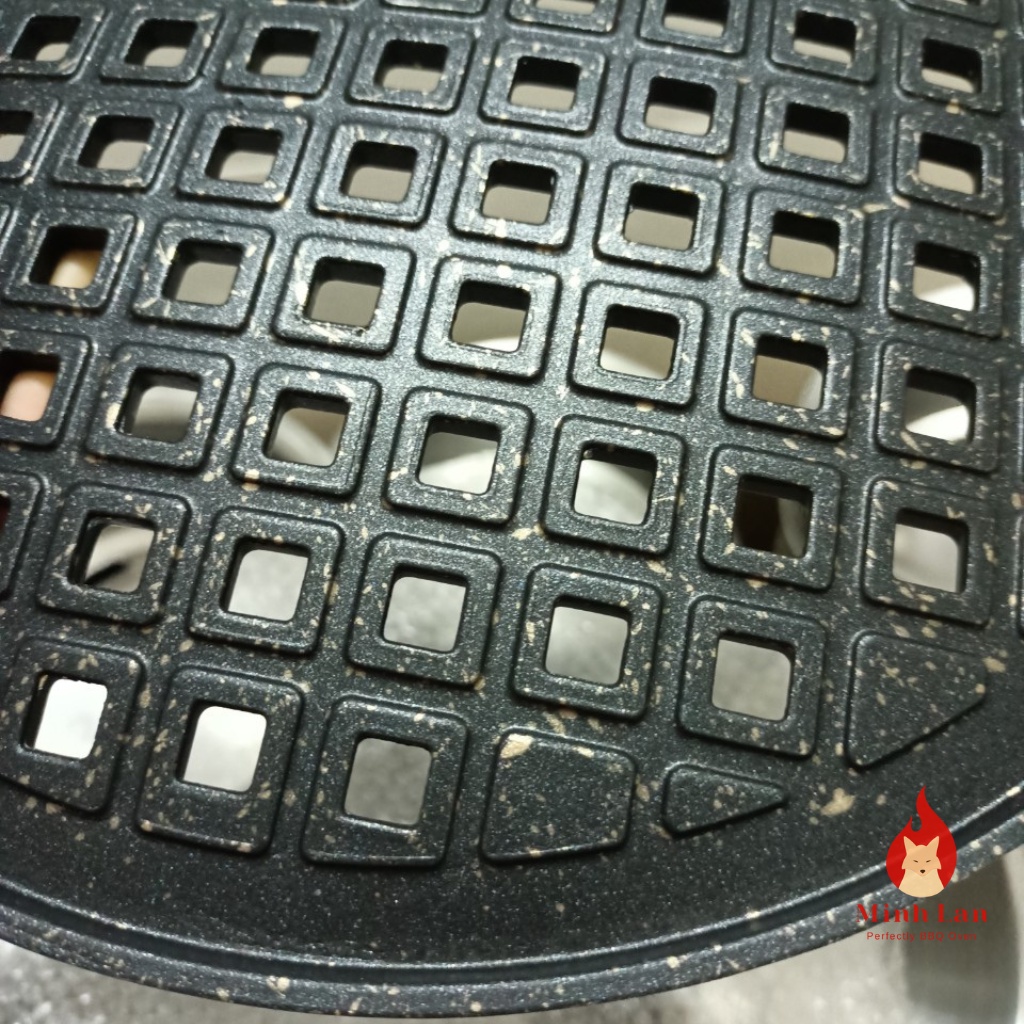 Vỉ nướng gang KẺ CARO Hàn Quốc chống dính cao cấp, đường kình 29.5cm