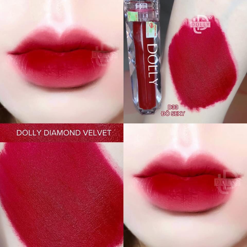 Son dolly Diamond dòng kem lì siêu mềm mịn, không chì, không trôi MÀU ĐỎ SEXY