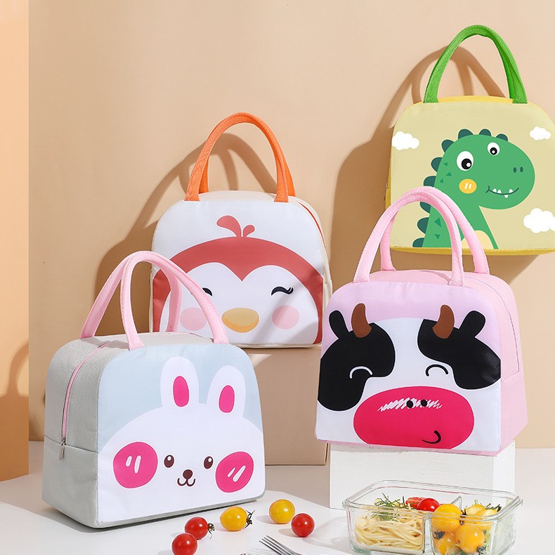 Túi đựng hộp cơm giữ nhiệt DINO 3 lớp lót cách nhiệt, chống thấm nước, hoạ tiết dễ thương