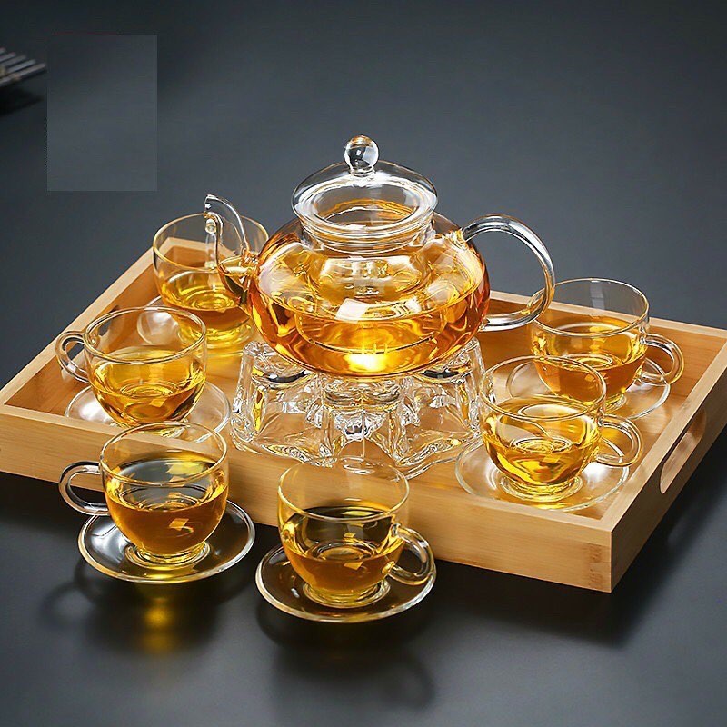 Bộ ấm trà thủy tinh cao cấp Tâm An dùng uống trà hoa, trà móc câu có lõi lọc tinh tế tiện dụng ( ấm 800 ml)