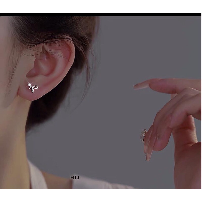 Bông tai nơ nhí cực xinh bạc ta